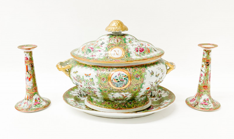 Group of Chinese Rose Medallion Serving Dishes