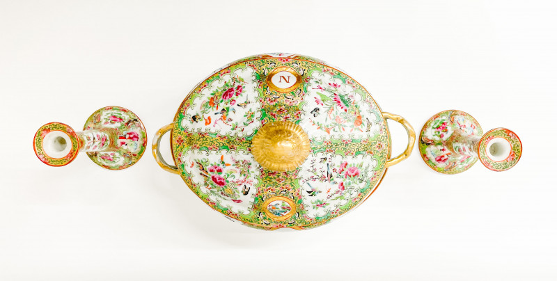 Group of Chinese Rose Medallion Serving Dishes