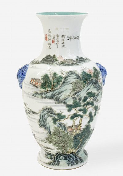 Image for Lot Chinese Porcelain Famille Verte Landscape Vase