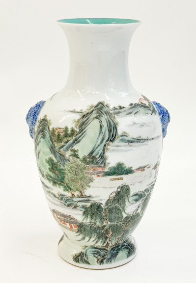 Chinese Porcelain Famille Verte Landscape Vase