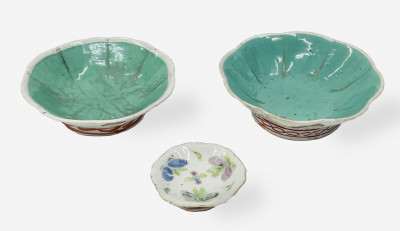 Image for Lot Three Chinese Porcelain Enamel Decorated Shallow Dishes