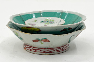 Three Chinese Porcelain Enamel Decorated Shallow Dishes