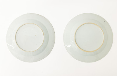 Pair of Chinese Export Blue and White 'Burghley House' Dishes