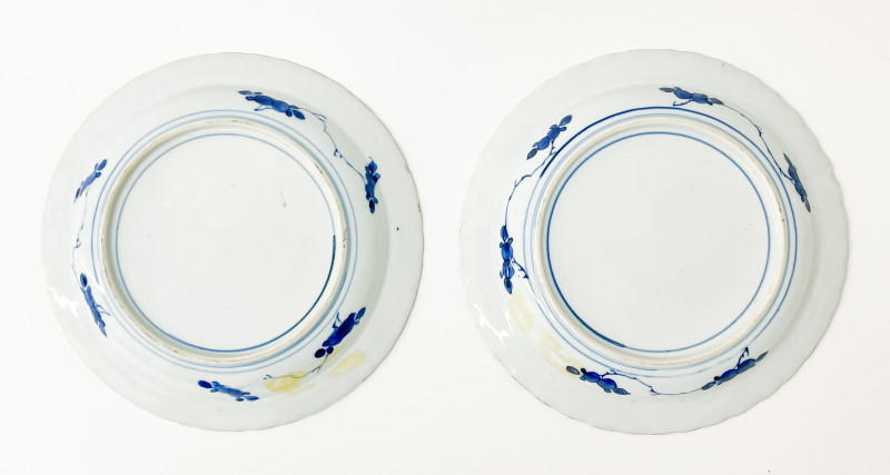 Pair of Blue and White Export Porcelain 'Deshima Island' Plates