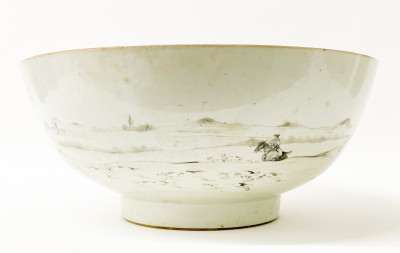 Large Chinese Export Grisaille Punch Bowl