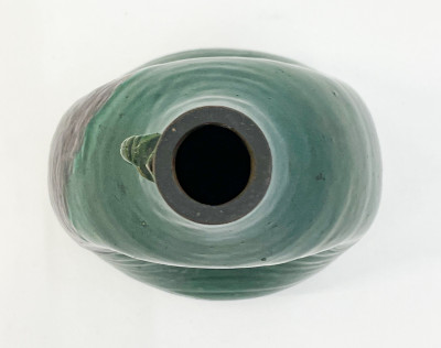 Japanese Art Pottery Emerald Green Vase