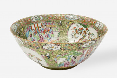 Image for Lot Large Chinese Rose Medallion Bowl, 19th Century