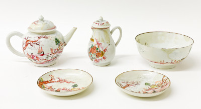 Image for Lot Chinese Export Porcelain European Landscape Partial Teaset