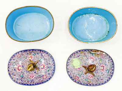 Two Canton Enamel Covered Vessels