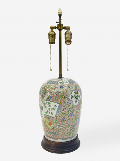 Image for Lot Chinese Famille Verte Lidded Jar mounted as a lamp
