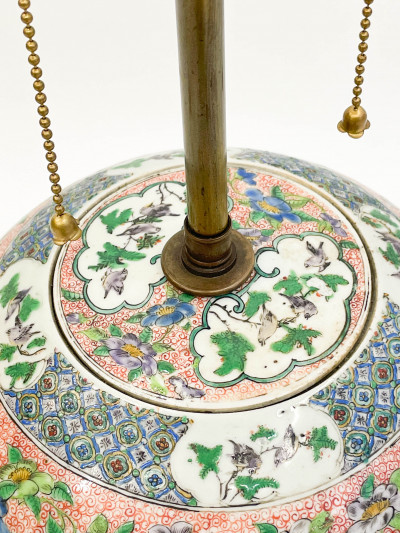Chinese Famille Verte Lidded Jar mounted as a lamp