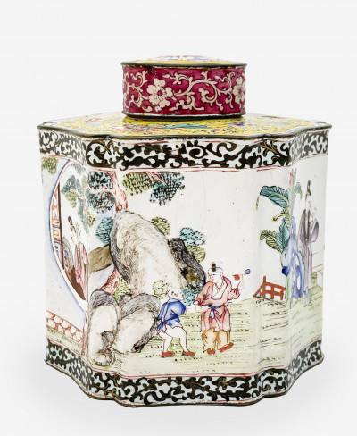 Image for Lot Chinese Canton Enamel Tea Caddy and Cover