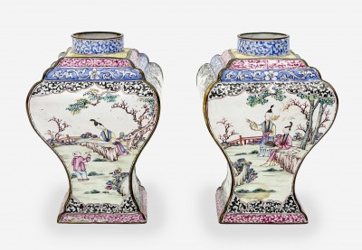 Image for Lot Pair of Chinese Canton Enamel Tea Caddies