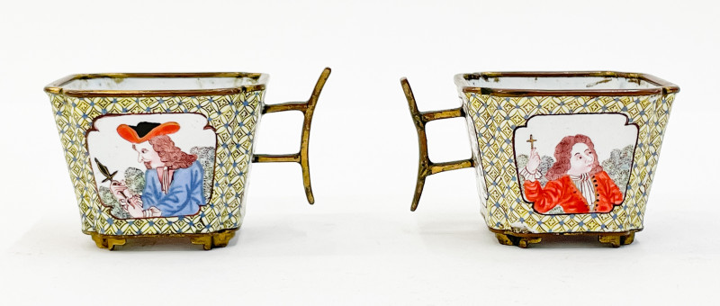 Two Chinese Canton Enamel Cups