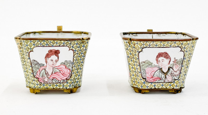 Two Chinese Canton Enamel Cups
