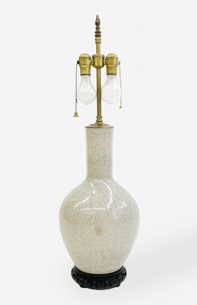Chinese Porcelain Crackleware Bottle Vase, mounted as a lamp