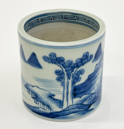 Image for Lot Chinese Porcelain Underglaze Blue Decorated Brush Pot