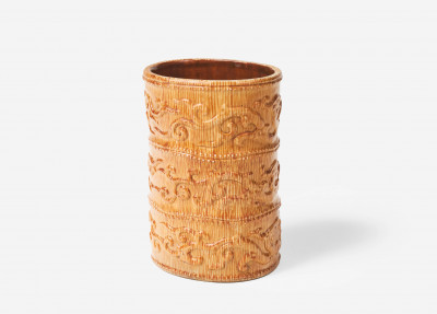 Image for Lot Porcelain Bamboo Form Brush Pot