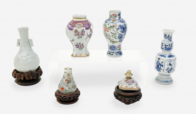 Image for Lot Four Chinese Vases and a Snuff Bottle