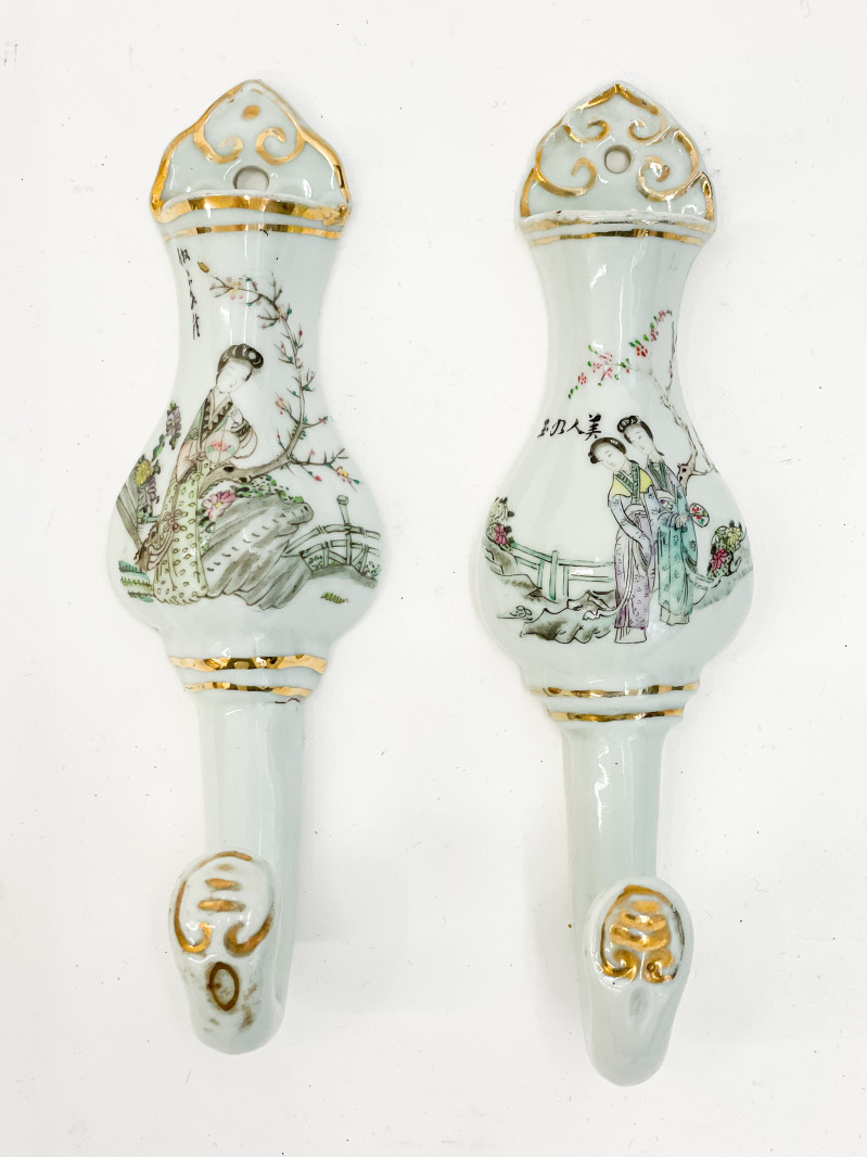 Two Chinese Porcelain Wall Pockets