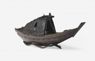 Image for Lot A Bronze Sampan Boat Model