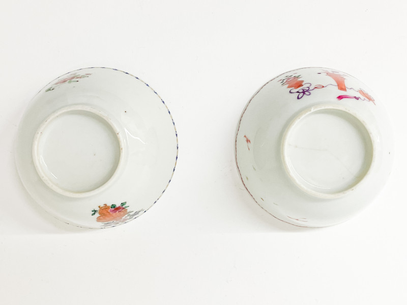 Two Chinese Export Porcelain Teacups and Saucers
