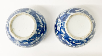 Pair of Blue and White Prunus Blossom Planters