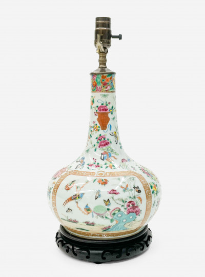 Image for Lot Chinese Porcelain Famille Rose Vase mounted as Lamp