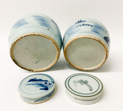 Group of 2 Blue and White Ginger Jars