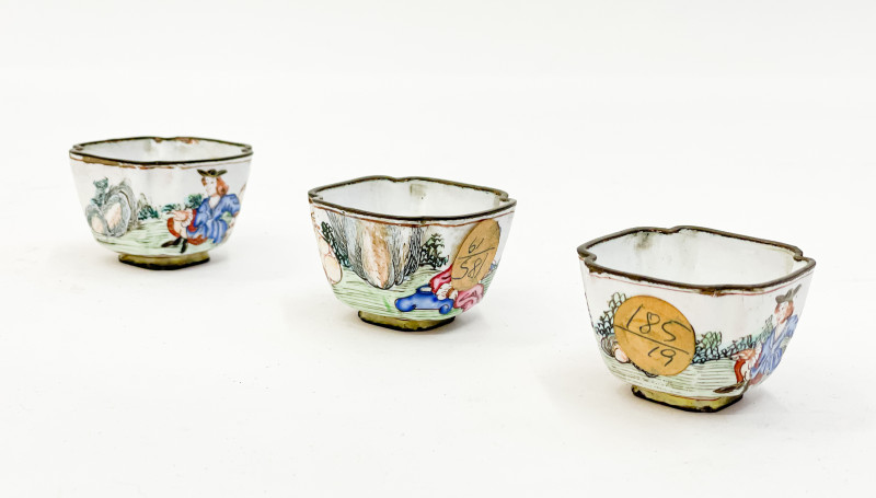 Six Small Chinese Canton Enamel Cups
