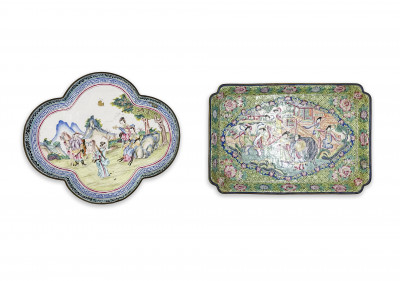 Image for Lot Two Chinese Canton Enamel Trays
