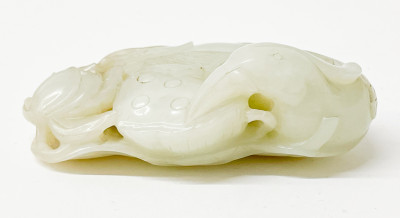 Chinese White Jade Lotus Scroll Weight