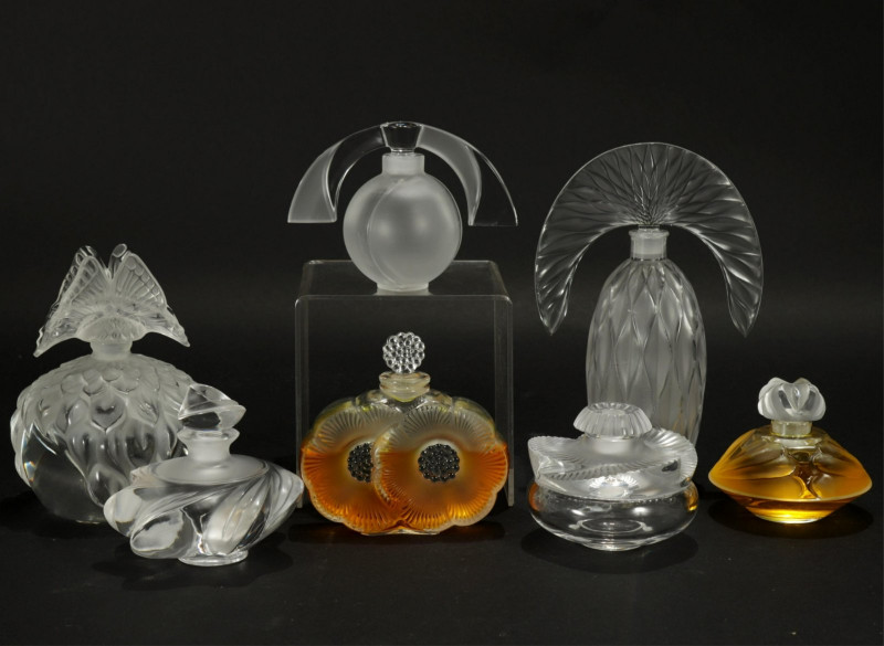 Group of Seven Lalique Perfume Bottles