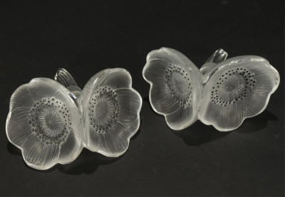 Pair of Lalique Double Anemone Stoppers