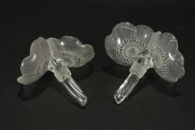 Pair of Lalique Double Anemone Stoppers