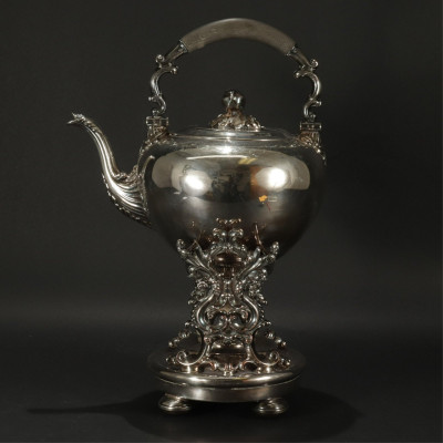 Image for Lot Silverplate Tilting Kettle On Stand