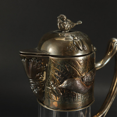 Pair of .950 Silver and Crystal Claret Jugs