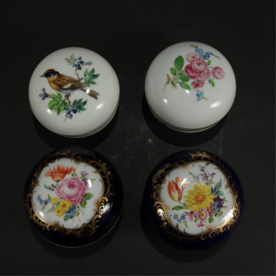 Four Meissen Porcelain Dresser Boxes