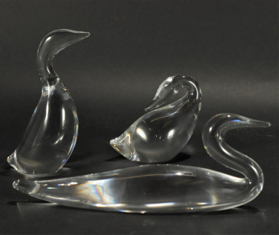 Set of Three Steuben Crystal Ducks