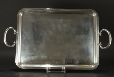 Image for Lot Christofle Two Handle Silverplate Tray