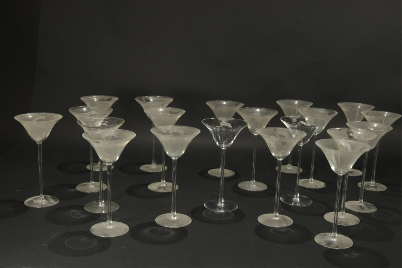 Set of 20 R. Lalique Sevres Martini Glasses