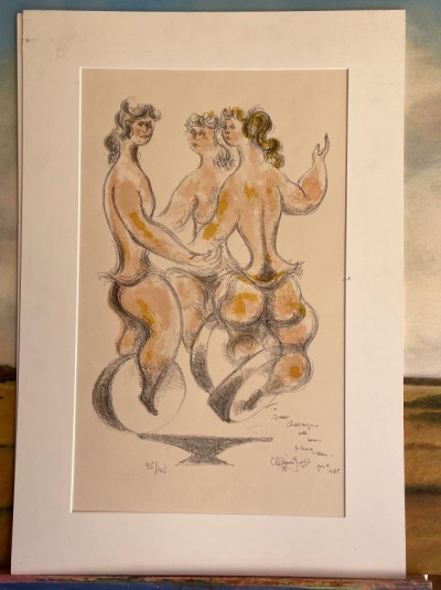 C. GROSS Inscribed lithograph of three women '79 & '85
