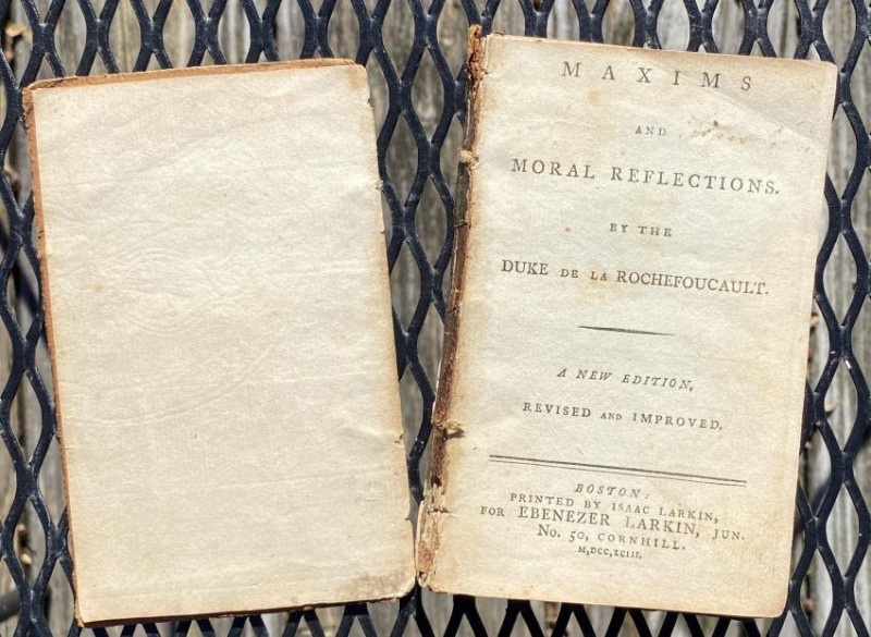 ROCHEFOUCAULD Maxims and Moral Reflections Boston 1793