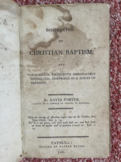 D. PORTER Dissertation Christian Baptism Catskill 1809