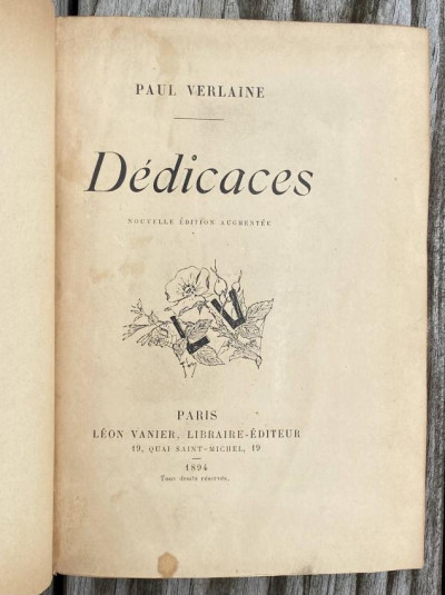 P. VERLAINE Dedicaces 1894 + m/s