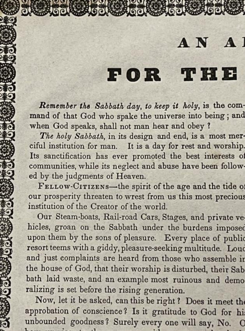 Gerrit SMITH An Appeal for the Sabbath [1830s ?]