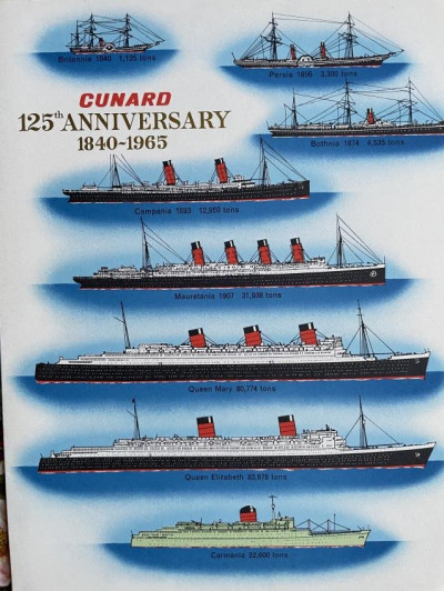 CUNARD LINE 15 cruise ship Menus c.1965