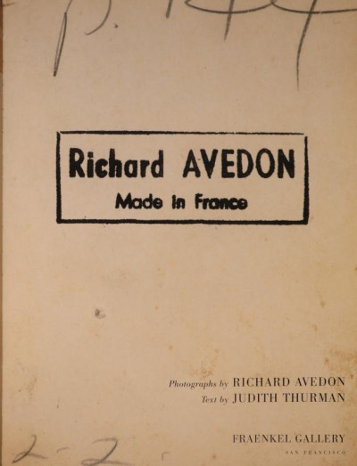 Richard AVEDON Made in France [S. Francisco: c. 2001]
