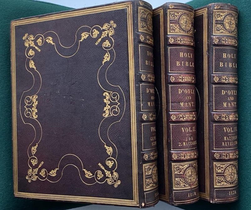 [VACCINATION records in 1830 BIBLE 3vol fine bindings]