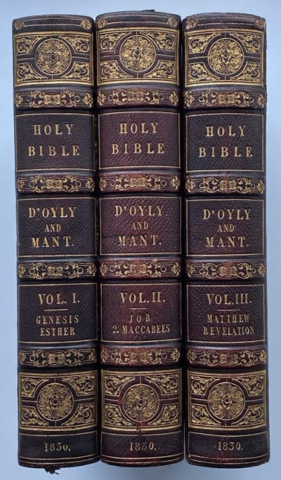 [VACCINATION records in 1830 BIBLE 3vol fine bindings]